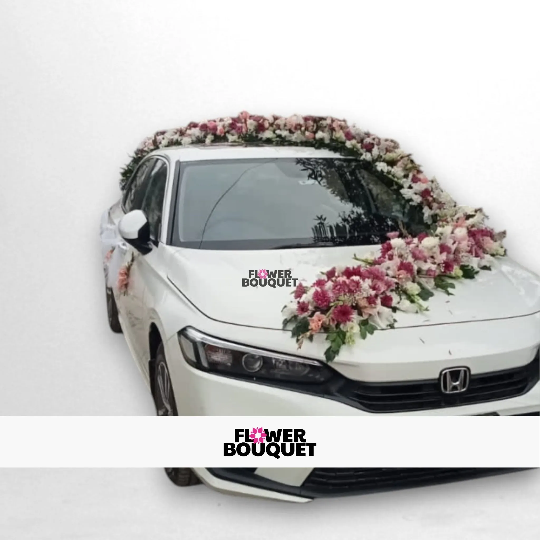 Elegant Pink and White Flower Car Decoration