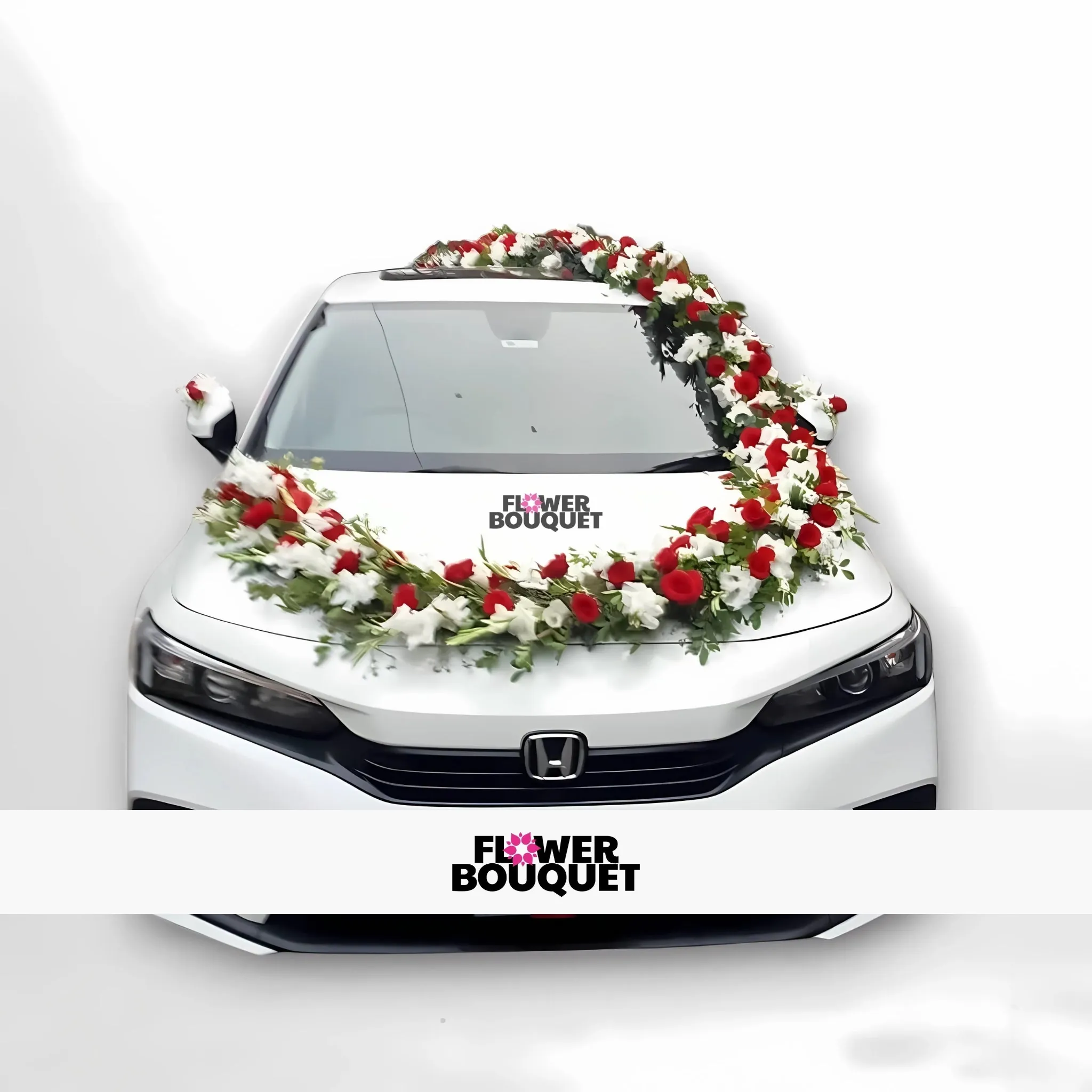 Red and White Flower Civic Car Decoration