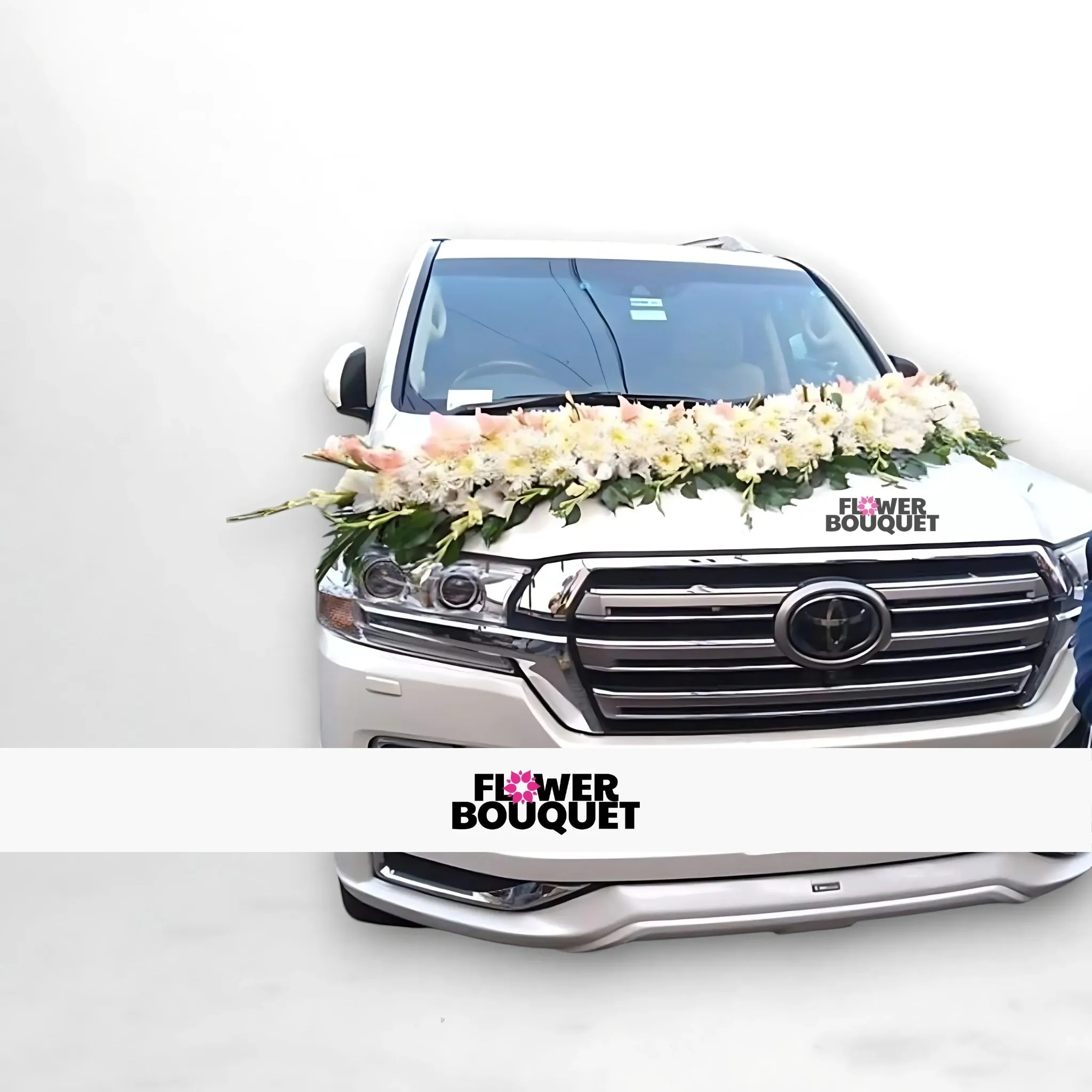 Elegant White and Pink Floral SUV Decoration