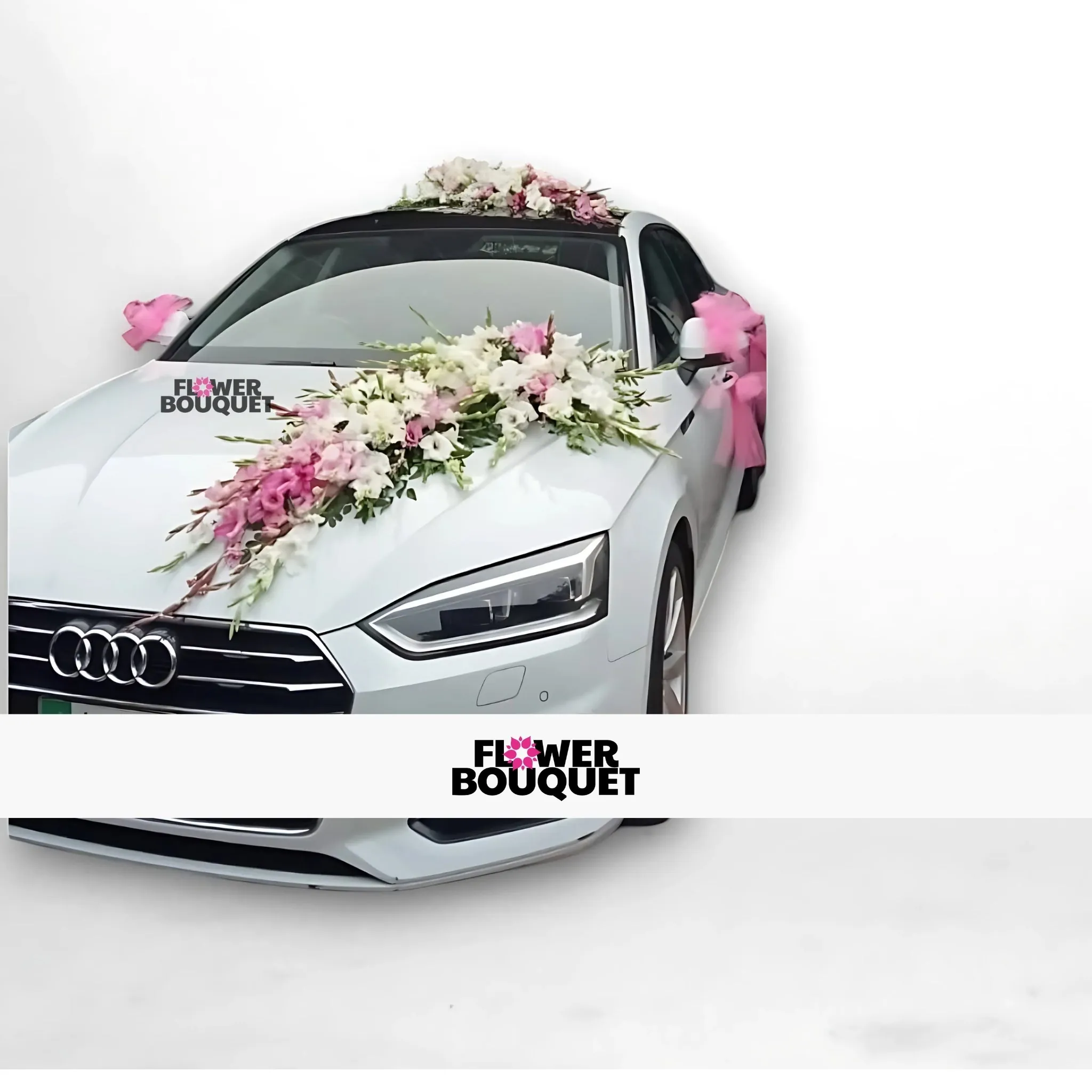Luxurious Pink and White Flower Car Decoration