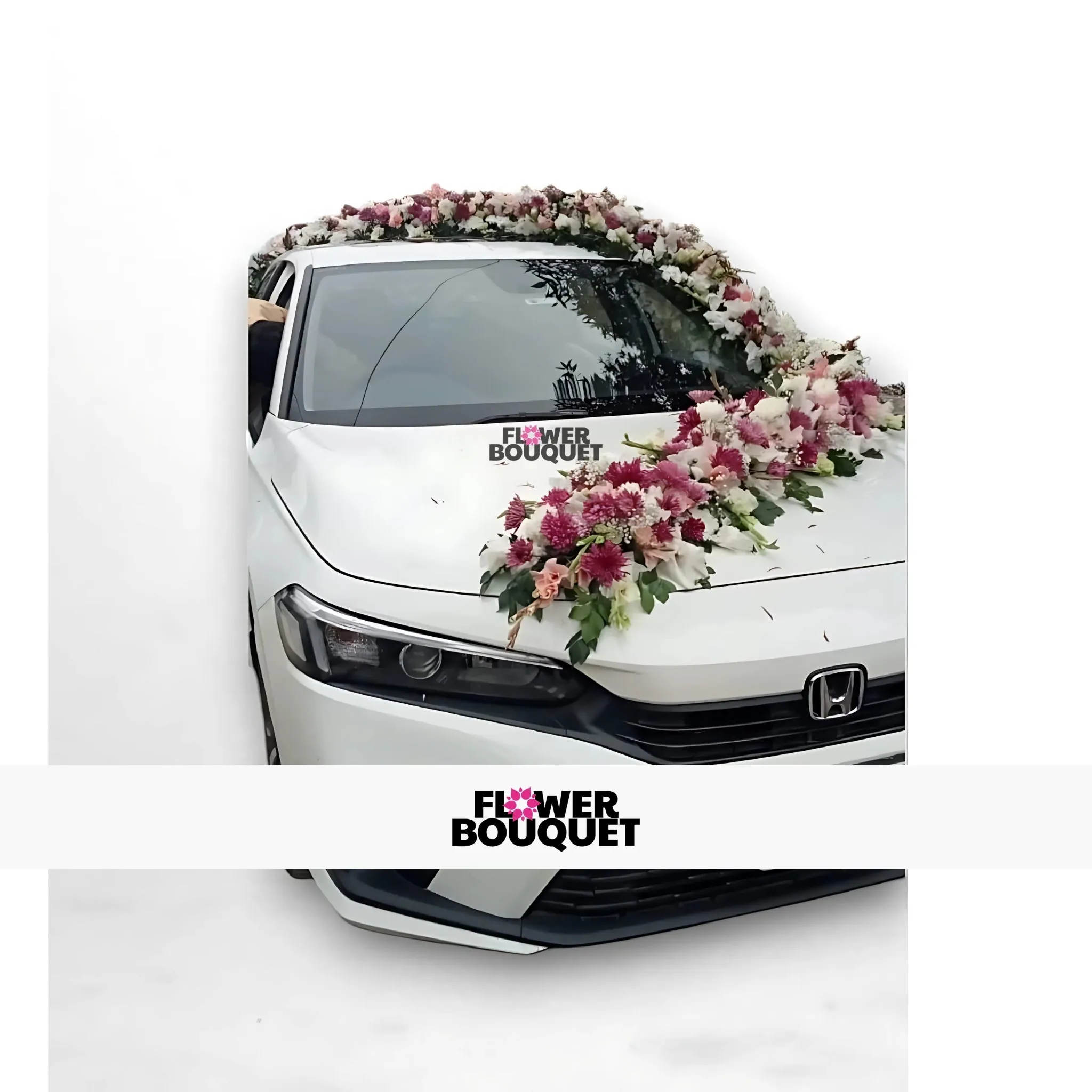 Luxurious Pink and White Flower Garland Car Decoration