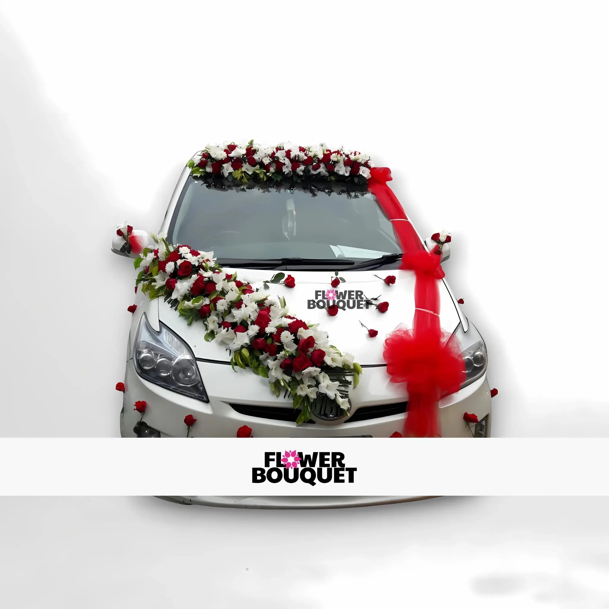 Luxurious Red and White Floral Car Decoration