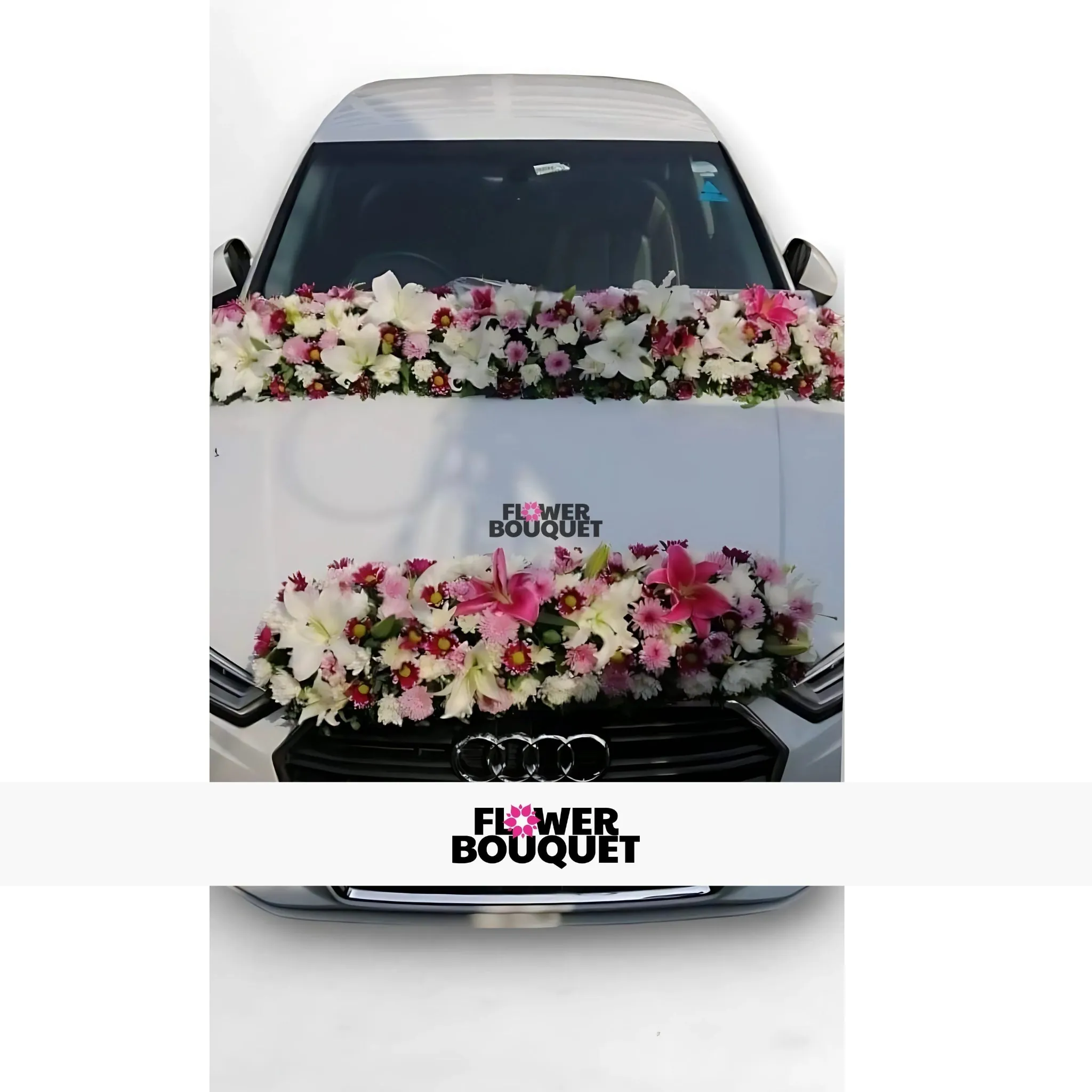 Luxurious White and Pink Flower Car Decoration
