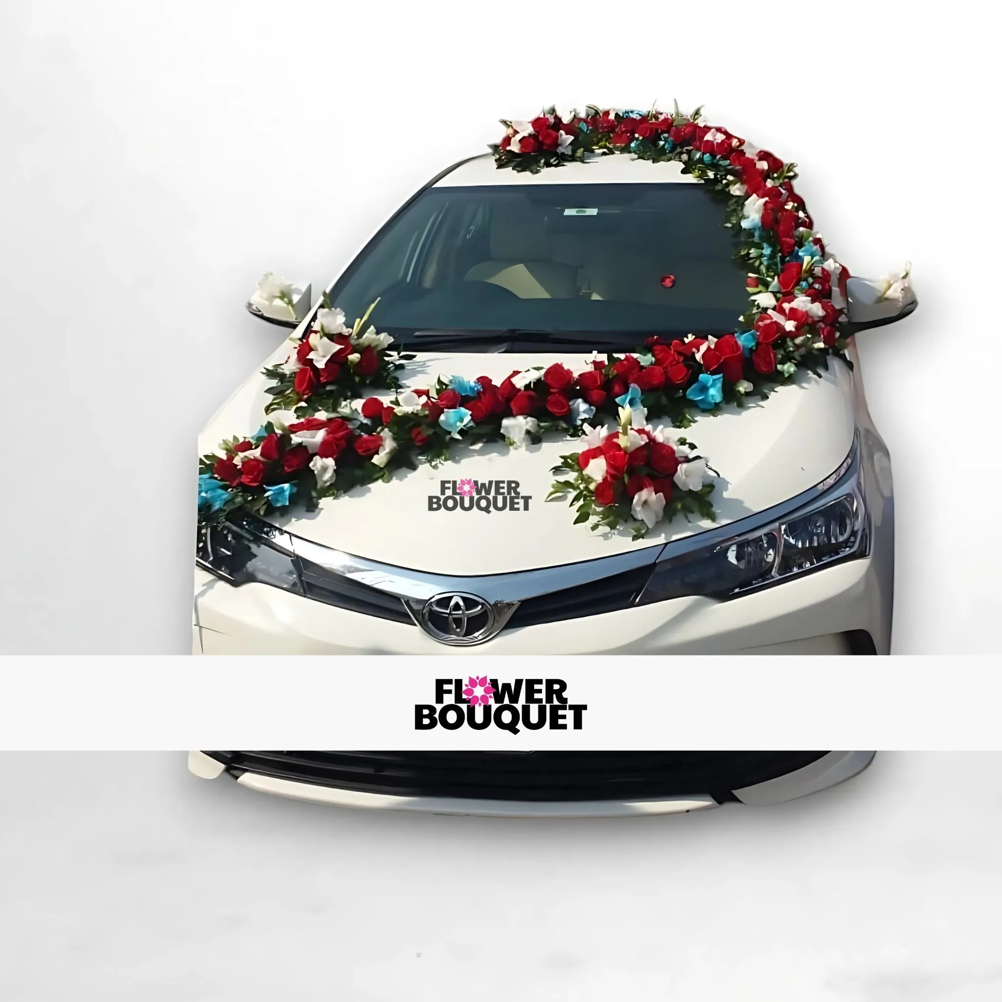 Radiant Red and White Floral Car Decoration Toyota
