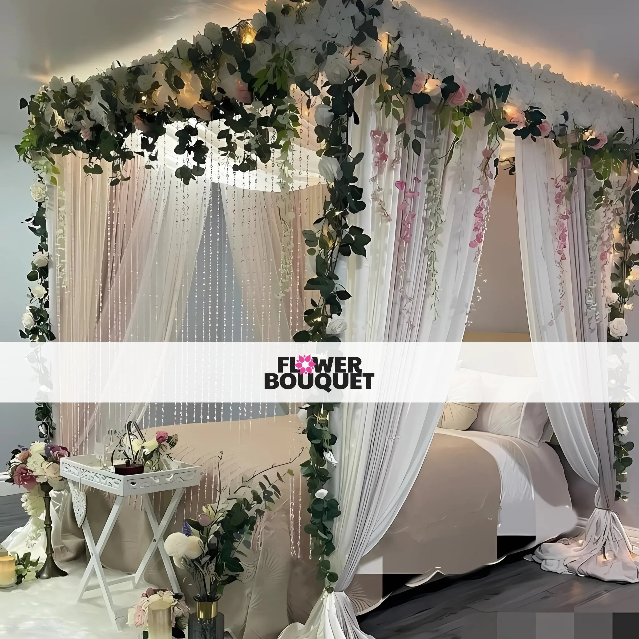 Enchanted Floral Canopy Bed Decor