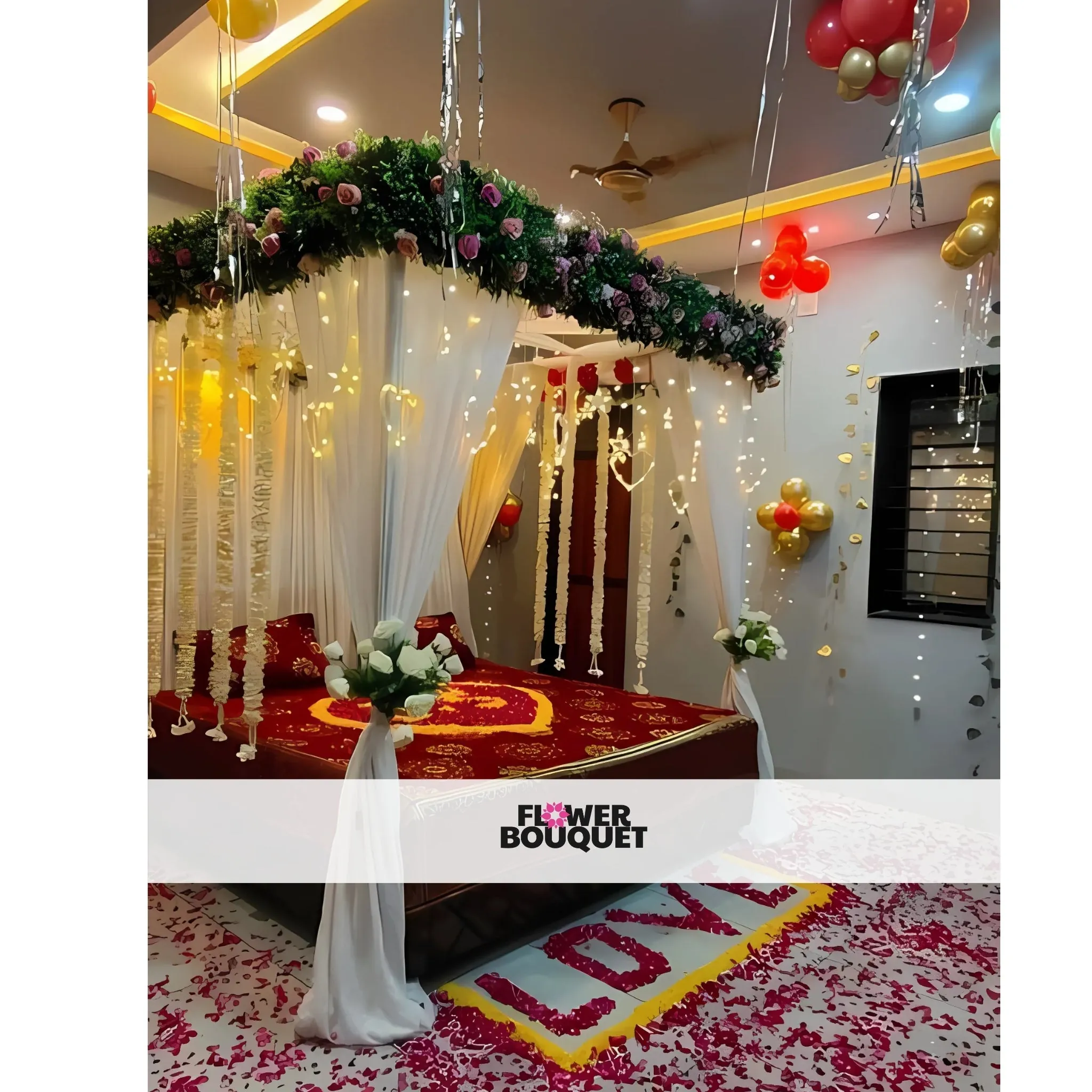 Romantic Flower Bouquet Bed Decor