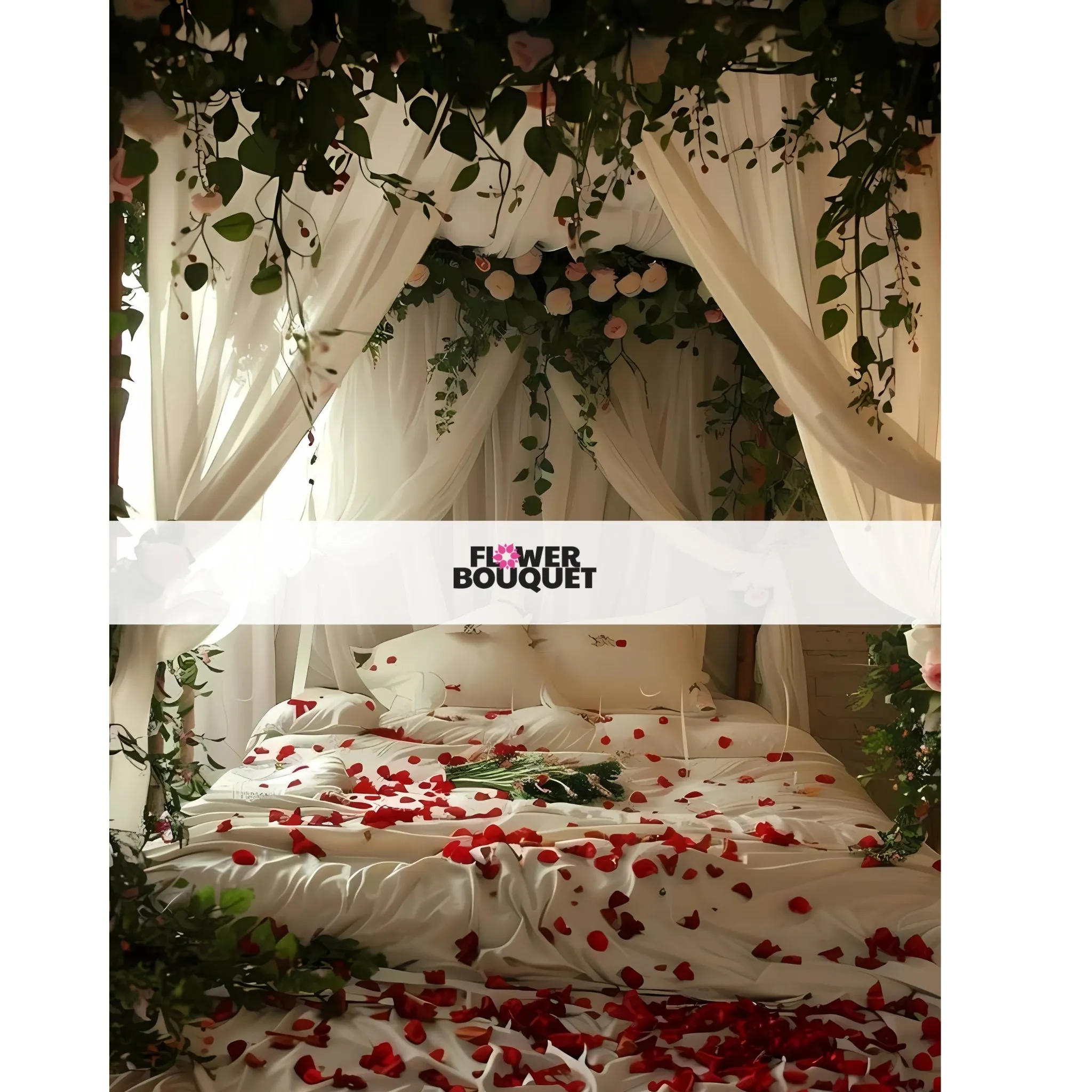 Romantic Flower Bouquet Bed Decor