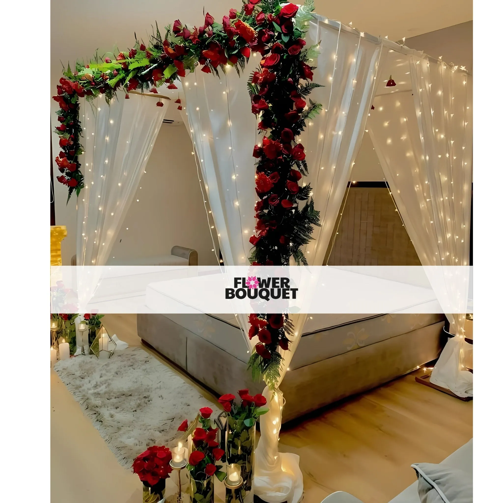 Romantic Flower Canopy Bed Decor